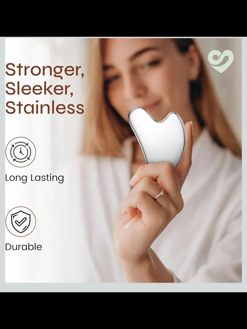 Stainless Steel Gua Sha Facial Tool - Silver